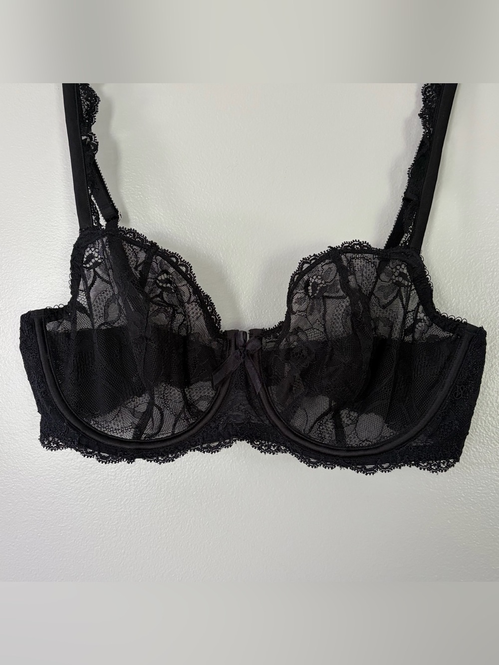 Victoria’s Secret Black Lace Bra Unlined Demi 36D